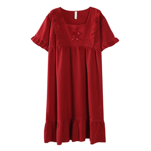 上海故事纯棉红色睡衣结婚新婚情侣套装夏季短袖睡裙家居服礼盒装