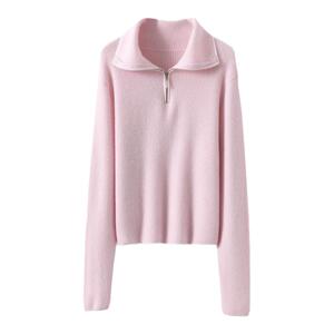 大表姐同款羊绒衫女100纯山羊绒加厚拉链大翻领套衫针织毛衣外穿