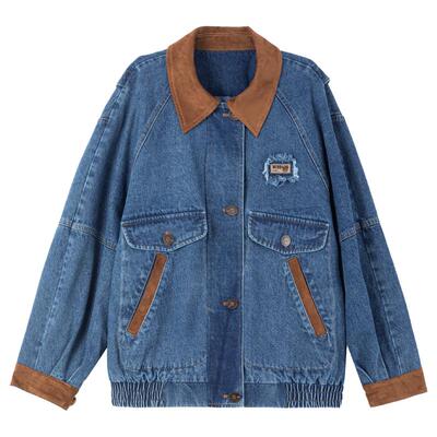 KEIKO美式复古廓形翻领牛仔棉服