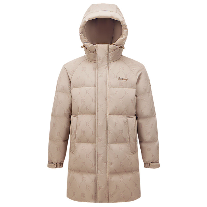 波司登羽绒服男士冬季新品中长款休闲连帽加厚保暖老花款外套