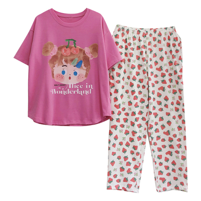 女纯棉可爱睡衣短袖夏季甜美