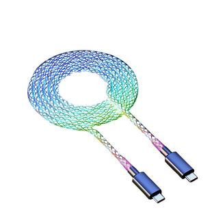 流光发光rgb数据线快充typec100W充电线双PD渐变色幻彩66w超级闪充LED呼吸灯流光车载氛围灯光15promax