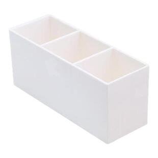 透明笔筒亚克力分格收纳盒桌面化妆品收纳文具收纳盒三格收纳盒子