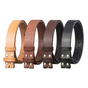 男士真皮无头无孔休闲裤带皮带加厚美鞍植鞣革黄牛头层腰带条加长