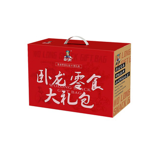 卧龙锅巴年货零食大礼包麻花薯条猫耳朵休闲食品9包新年送礼小吃