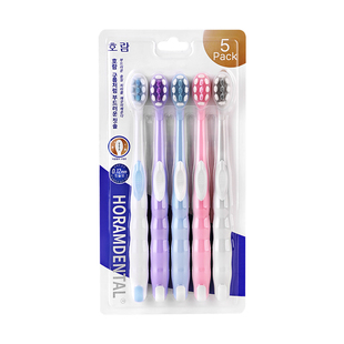 【自营】欧志姆韩国云柔软毛成人超软宽头家庭装清洁4支装牙刷