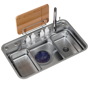 四季沐歌日式压纹纳米拉伸大单槽厨房304不锈钢洗碗水槽淘菜盆