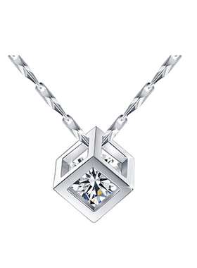 PT950铂金项链女魔方18K白金锁骨链简约送女友520情人节生日礼物