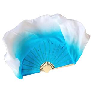 风中灵雀舞蹈扇子真丝湖蓝色渐变儿童中国古典舞蹈专用表演出道具