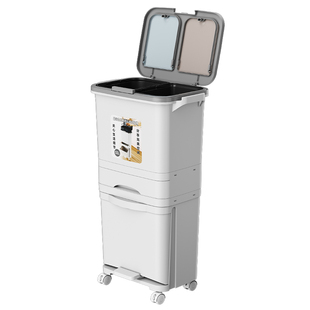 厨房垃圾桶家用2025新款带盖双层一体大容量厨余干湿分离分类日式