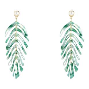 小清新珍珠款树叶软垫耳夹女小众设计气质无耳洞耳环夸张独特耳饰