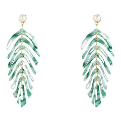 小清新珍珠款树叶软垫耳夹