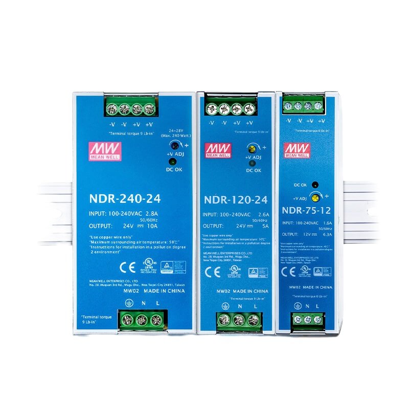 NDR新XDR明纬开关电源220转24V/12V/48V直流240/120/75导轨10A/5A