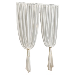 纱帘透光不透人隔断门帘免打孔卧室房间家用飘窗高级感遮挡伸缩杆