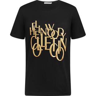 HELLEN&WOODY奢侈品男装2025夏季新款烫金字母圆领纯棉休闲T恤男