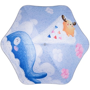 圆角儿童雨伞黑胶男童小学生宝宝幼儿园男孩女孩上学小伞长柄专用