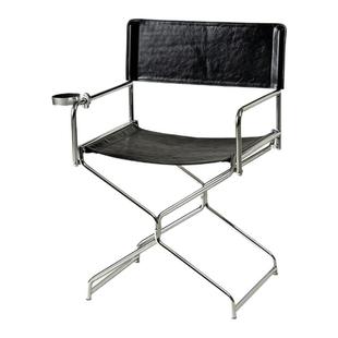 营造空间油蜡皮ins风折叠餐椅不锈钢极简风不占地方小户型靠背椅