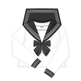 正版关西襟基础水手服中间服春夏款绀领黑三本白身黑领JK学生制服