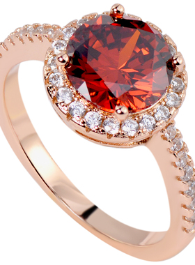 1克拉红石2克拉微镶女款锆石戒指