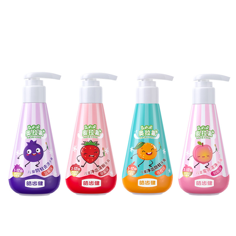皓齿健儿童牙膏3到6岁到12岁含奥拉氟抗糖防蛀牙龋齿换牙期官方