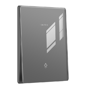 国际电工灰色钢化玻璃镜面开关五孔插座面板家用墙壁86型暗装套餐