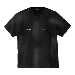 roaringwild a arch 咆哮野兽 炭灰色花灰色蓝色做旧徽标短袖T恤