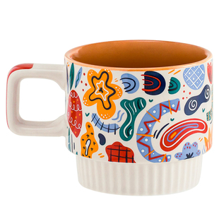 西比尔创意美式文艺家用马克杯带勺陶瓷杯咖啡杯水杯女收纳叠放杯