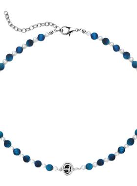 系列天然项链设计蓝虎眼石珍珠串