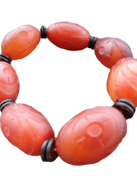 包邮红缠丝玛瑙鼓珠手