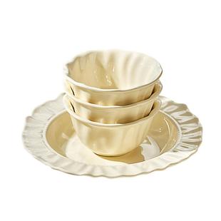 墨色奶油风餐具饭碗家用2025新款碗碟套装高颜值吃饭碗小清新盘子