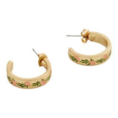 粉色三叶草珐琅耳钉Fable