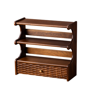 胡桃木桌面小博古架实木中式多宝阁茶具杯垫摆件放置古玩展示架子