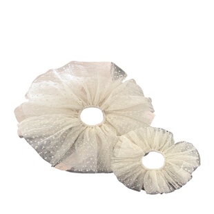 张琦贤同款纯色蕾丝花边大肠发圈女2025新款发绳扎头花高级感发饰