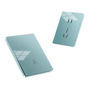 超薄冰清蓝钢化玻璃开关插座面板86型暗装一开单双控5五孔USB多孔