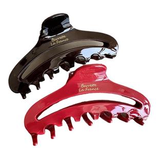 法式镂空醋酸时尚抓夹鲨鱼夹高级感秋冬色后脑勺发夹发饰多发量