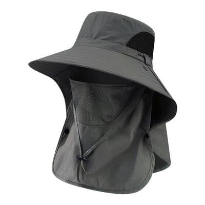 轻薄透气面罩一体大帽檐渔夫帽