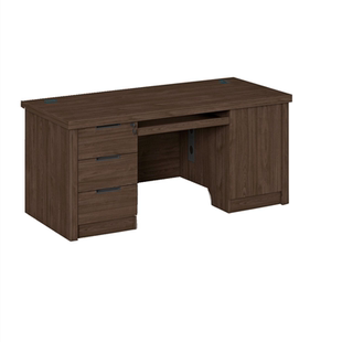 格诺瓦加厚加宽电脑桌简约现代1.41.6米单人台带抽屉键盘主机胡桃