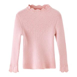 迪迪鹿女大童毛衣儿童秋冬新款打底衫女孩内搭针织线衫花边领保暖