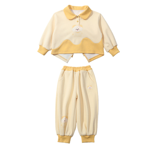 女童套装春秋2026儿童春装洋气时髦卫衣女宝宝卡通巨好看衣服运动