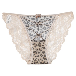 火辣勾人PP镂空交叉带一根带低腰半包臀豹纹性感内裤女裆纯棉骚气