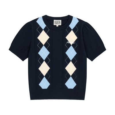 MARITHE女士菱格短袖针织衫
