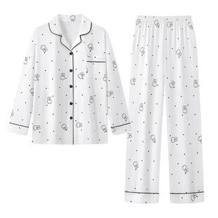 宫蝶【轻柔软】米菲长袖睡衣女纯棉春秋款卡通满印波点家居服套装