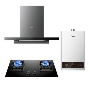 美的抽油烟机燃气灶套装 顶吸式大吸力烟灶消热家用厨房三件套餐