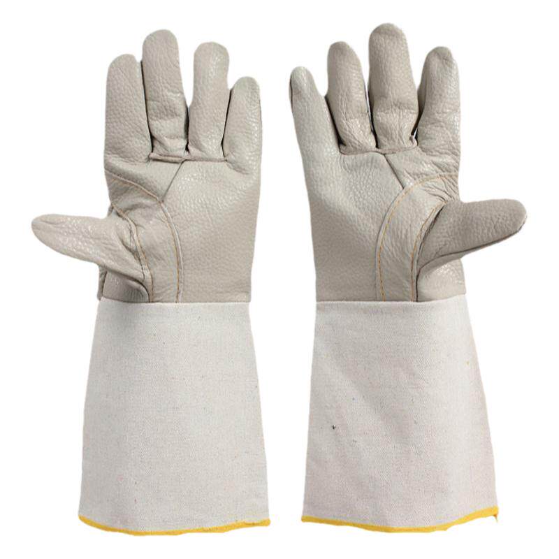 头层牛皮手套焊工烧焊电焊机械耐用加长加厚耐高温隔热防烫帆布袖
