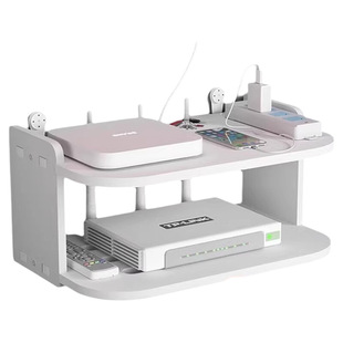 wifi墙壁电视挂墙上机顶盒路由器放置架置物收纳盒免打孔托架支架