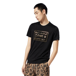 【重工烫钻 舒适棉质】CNC男装奥莱手工串珠夏季轻奢修身短袖男款