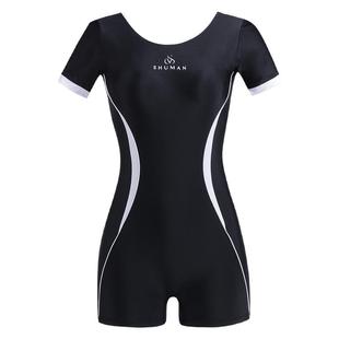 高端泳衣女款连体保守专业竞速高弹游泳馆专用平角大码微胖游泳衣