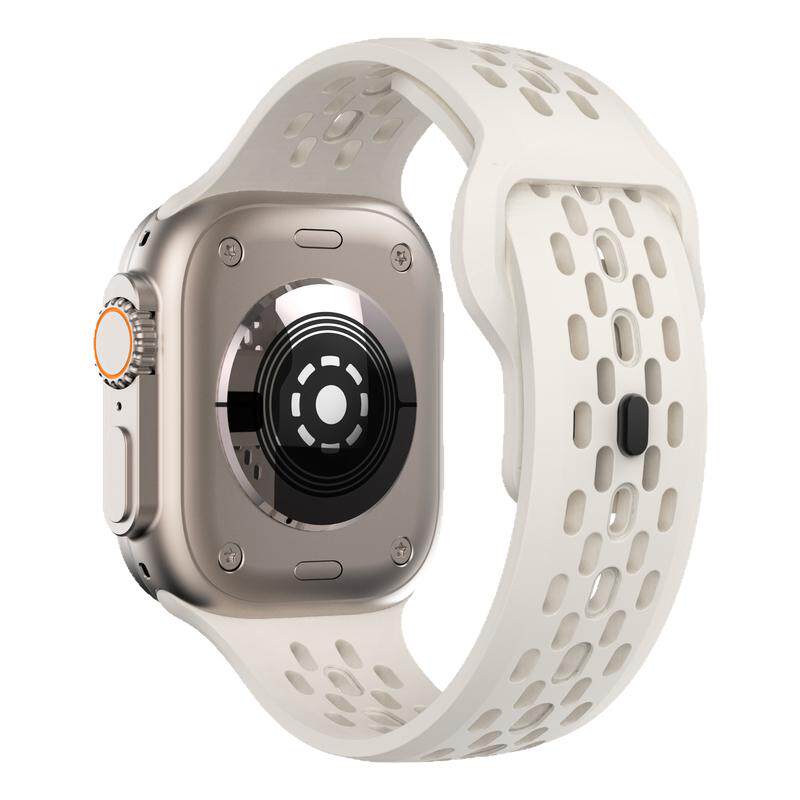 适用Applewatch苹果手表ultra2专用3一体透气氟橡胶表带iwatch S9/10运动11智能7/8男生6夏天5透气4腕带3