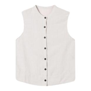 THESOONG/高端汉麻料砂洗加软薄款外穿内搭马甲百搭开衫马夹背心