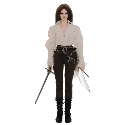 4分BJD娃娃西幻风格复古绣花衬衫